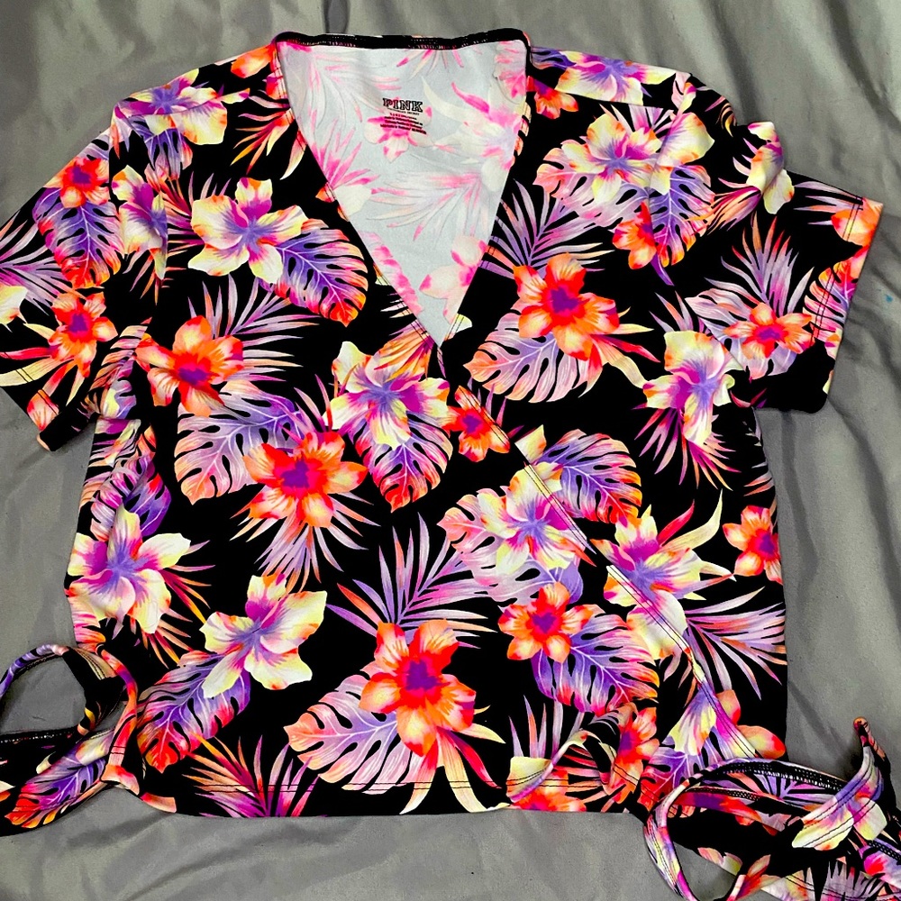 PINK floral crop top